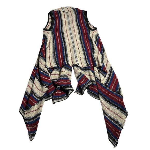 Sam Edelman Stripe Southwestern Elsie Vest Waterfall Hem Shawl Size Small Boho - Picture 3 of 8